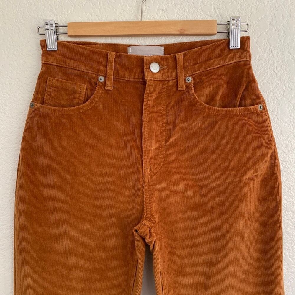 Everlane Baby Cord Cheeky Pant High Rise Ankle Burnt Orange Acorn Womens 26 - Picture 3 of 12